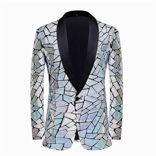 Men'S Luxury Striped Gold Sequin Blazer Shawl Lapel One Buttons Glitter Wedding Party Dinner Blazer