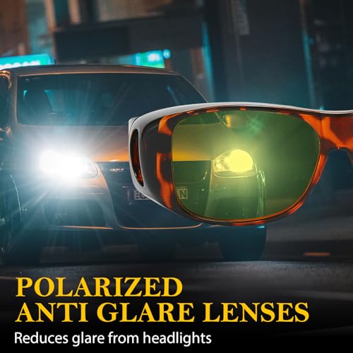 FIMILU 2 Pack Night Vision Fit Over Glasses for Women Men, Polarized Night Driving Glasses Anti-Glare at Nighttime 81434