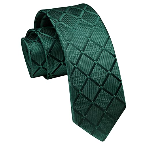 Enlision Corbata para Hombre Elegante Clásico Verde Plaid 6CM Para Negocios Formales De Boda