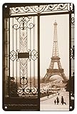 Paris, France - Eiffel Tower (Tour Eiffel) Trocadéro, Palais de Chaillot - Vintage Travel Poster c.1925-8in x 12in Vintage Metal Tin Sign
