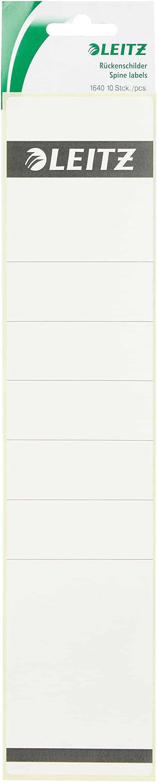 Leitz Self Adhesive Replacement Spine Labels for Standard 80 mm Lever Arch Files, Wide and Long, 61 x 285 mm, Paper, 16400001 - White, Pack of 10