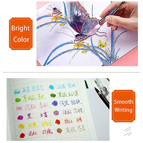 Zzkoko Calligraphy Ink Bottle, 12 Colors Dip Calligraphy Pen Inks Set, Drawing Writing Art Fountain Pen Non-Carbon Ink #TOP2