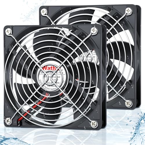 2 Pack Wathai IP67 Waterproof 24V DC 120mm x 25mm Cooling Fan Dual Ball High Proformance for Computer Case, Plasma Cutting, Ice Maker Replacement 24 Volt Fans