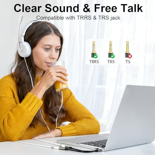 Image of ZORBES Headset Splitter 3.5mm Headphone Mic Splitter Cable for Headset with Separate Stereo Audio and Microphone Jacks Y Splitter Cable Male to Female Compatible with Smartphone Tablet Laptop