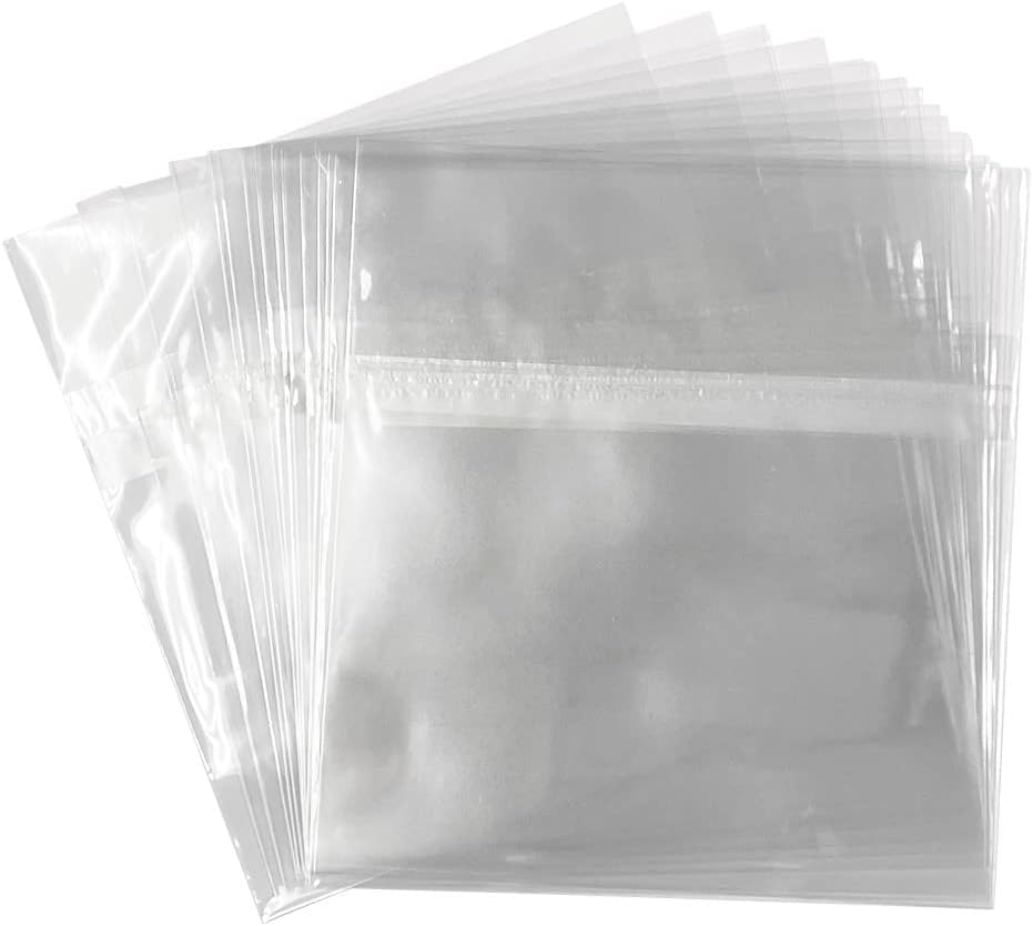 6 1/8" x 5 1/8" Crystal Clear Self Sealing OPP Cellophane Poly Bags Food Grade Gift Wrapping 10.4mm Standard CD Jewel Case and More