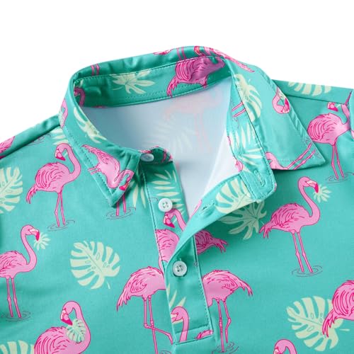 Cuddomper Boys Hawaiian Polo Shirt Golf Clothes Flamingo 7-8 Years - image 5