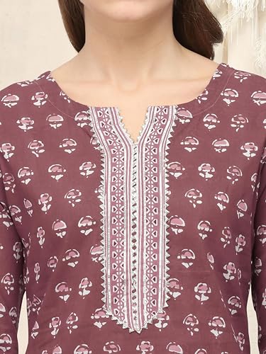 Image of MIRCHI FASHION Pure Cotton Straight Kurta Set with Dupatta | 3 Piece Ethnic Kurta Pant Set Office Wear Salwar Kurta Set for Women