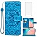 Phone Case for Samsung Galaxy S10e Wallet with Tempered Glass Screen Protector Leather Magnetic Flip Cover Card Holder Stand Cell Accessories Glaxay S 10e Gaxaly 10se Galaxies Se10 Women Men Blue