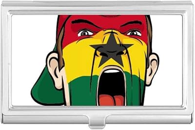 Ghana Flag Facial Makeup Head Screaming Cap Business Card Holder Case Pocket Box Wallet