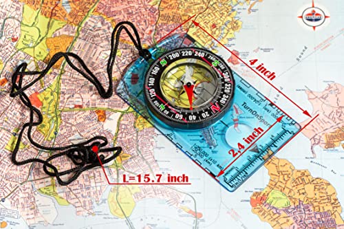 image for TurnOnSport Orienteering Compass - Hiking Backpacking Compass - Advanc