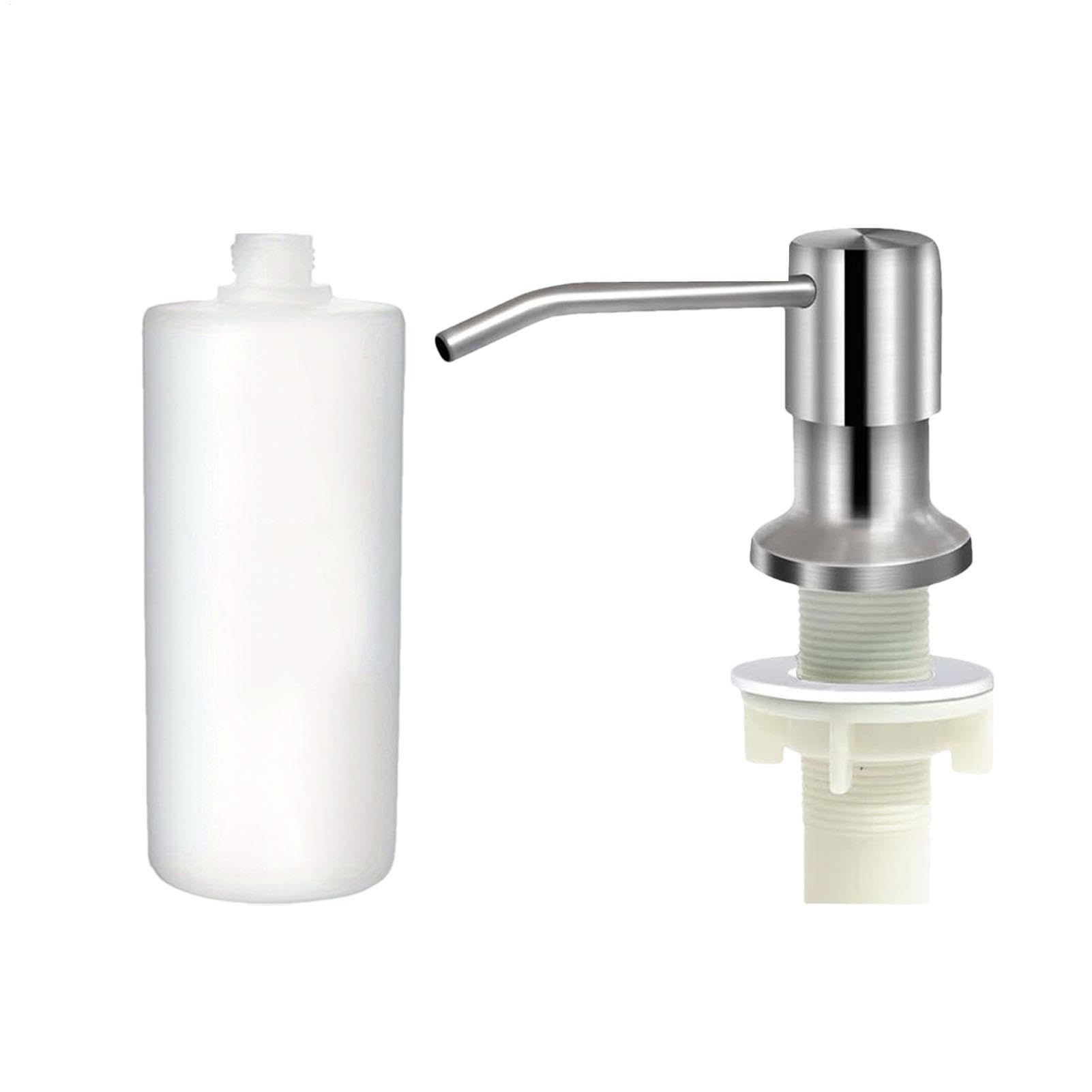 Dispensador de jabón para fregadero de cocina, dispensador de jabón de acero inoxidable, dispensador de jabón líquido, botella de jabón de 350 ml/500 ml, rotación de 360 grados, herramientas de