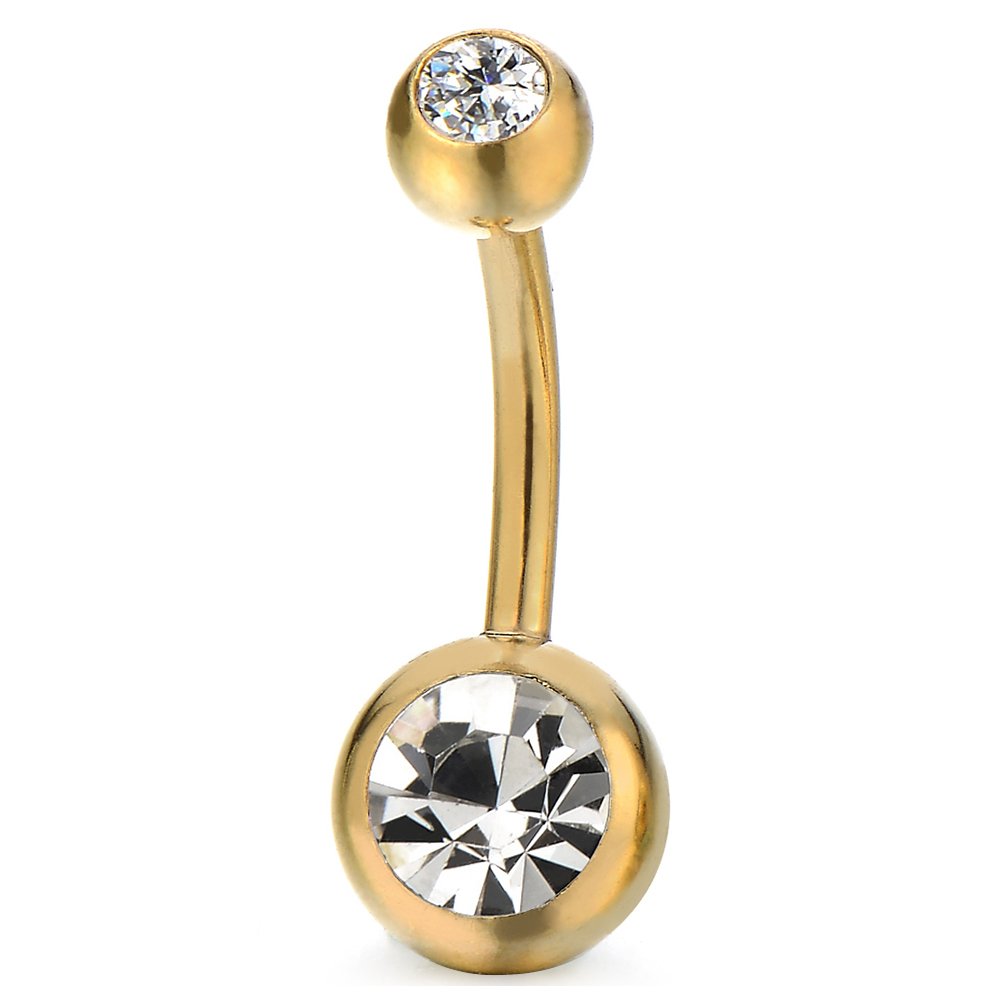COOLSTEELANDBEYOND Acero Quirúrgico Joyas para el Cuerpo Piercing Ombligo Vientre Botón Anillo Barbells con Circonio Cúbico