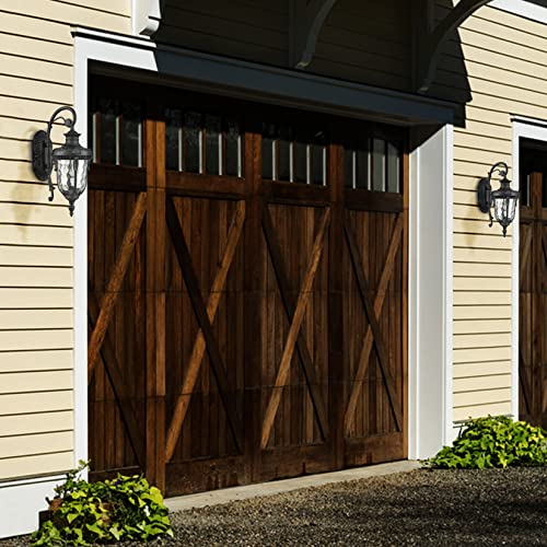 Samteen Outdoor Wall Light Fixtures Black 15.8" H Exterior Wall Lantern With Hammered Glass Shade Wall Sconce Waterproof Outside Porch Light For House Yard Doorway #TOP1