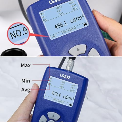 Digital Luminance Meter with 20mm Probes, Flicker CRI, Color Temperature Analysis, Fast Measurements for Photographers & Lighting Professionals