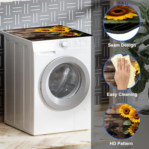 Image of Non-Slip Washer & Dryer Top Cover Mat Dust-Proof Protective Pad with Absorbent Surface & Rubber Backing, Waterproof & Heat Resistant Laundry Room Decor (Sunflower, 23.6 inch x 19.7 inch)