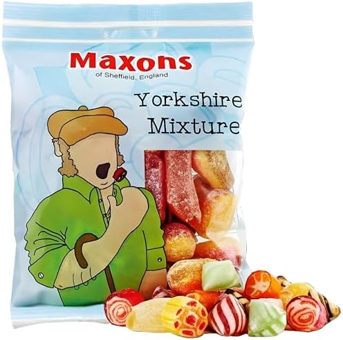 Maxons Yorkshire Mixture 250g (8.8 Oz) Bag - Authentic Mixture of Fruit and Mint Flavored Boiled Sweets, British Hard Candy Assortment, English Candy Mix, Imported Gifts & Treats from England, UK
