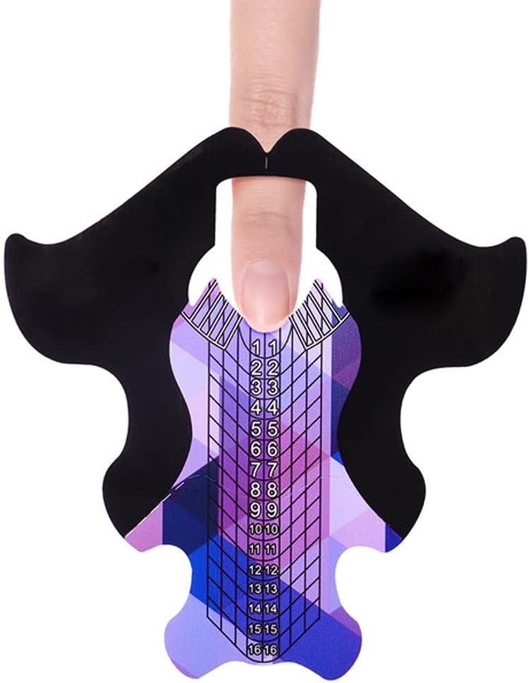 Tvoip 100Pcs/Pack Nail Forms Extension Tips Guide Extension French DIY Tool Fish Acrylic UV Gel Nail Art Tools Builder Sticker Sculpting (Purple)