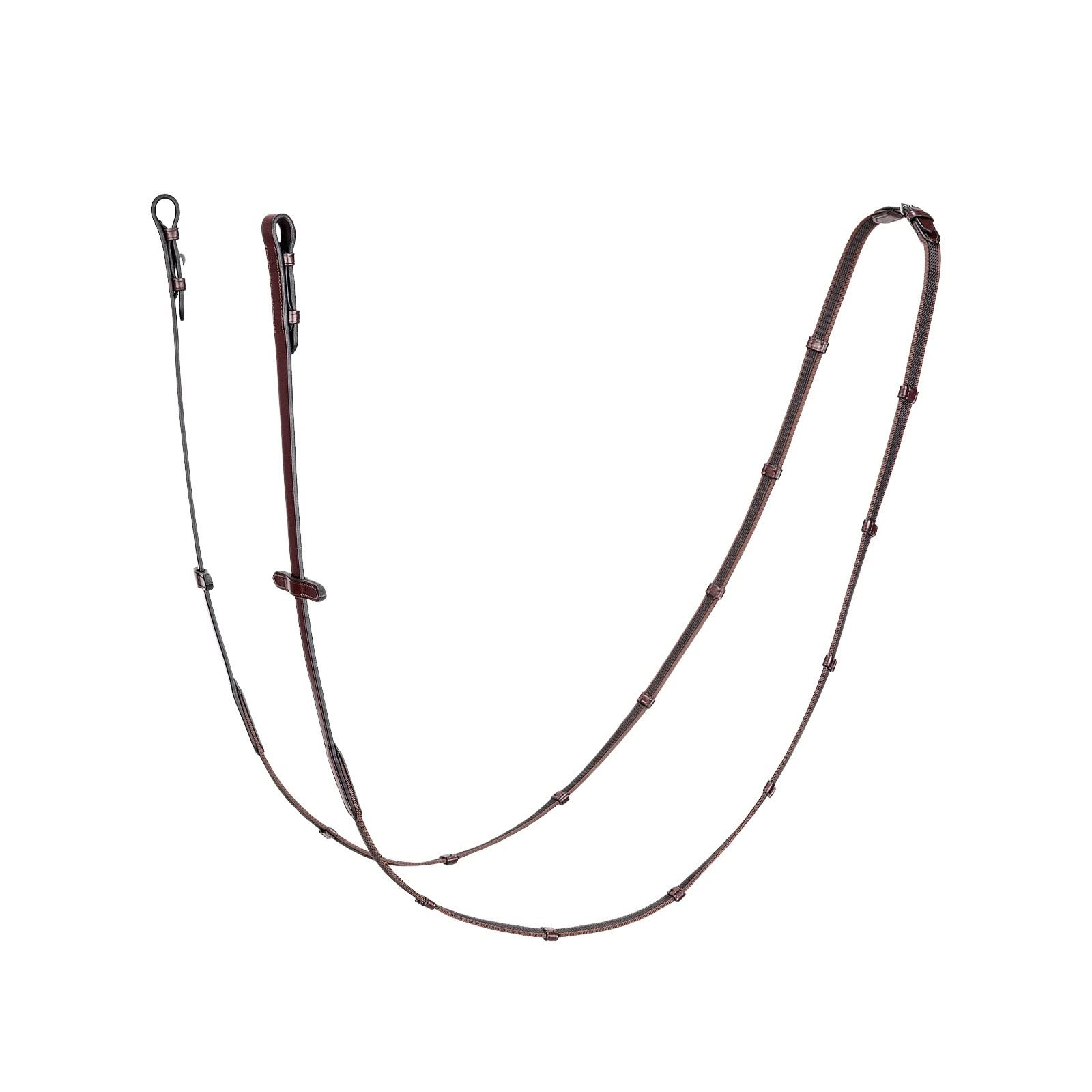 Equiline schmale Antislip Zügel, Antislipzügel, Zügel mit Zaumhaken,16mm Farbe braun