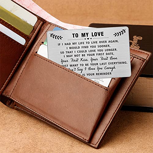 DEGASKEN To My Love Wallet Card - I Cant Say I Love You Enough So This Is Your Reminder - Anniverary Gifts, Fathers Day Card for Men, Valentines for Him, Christmas3