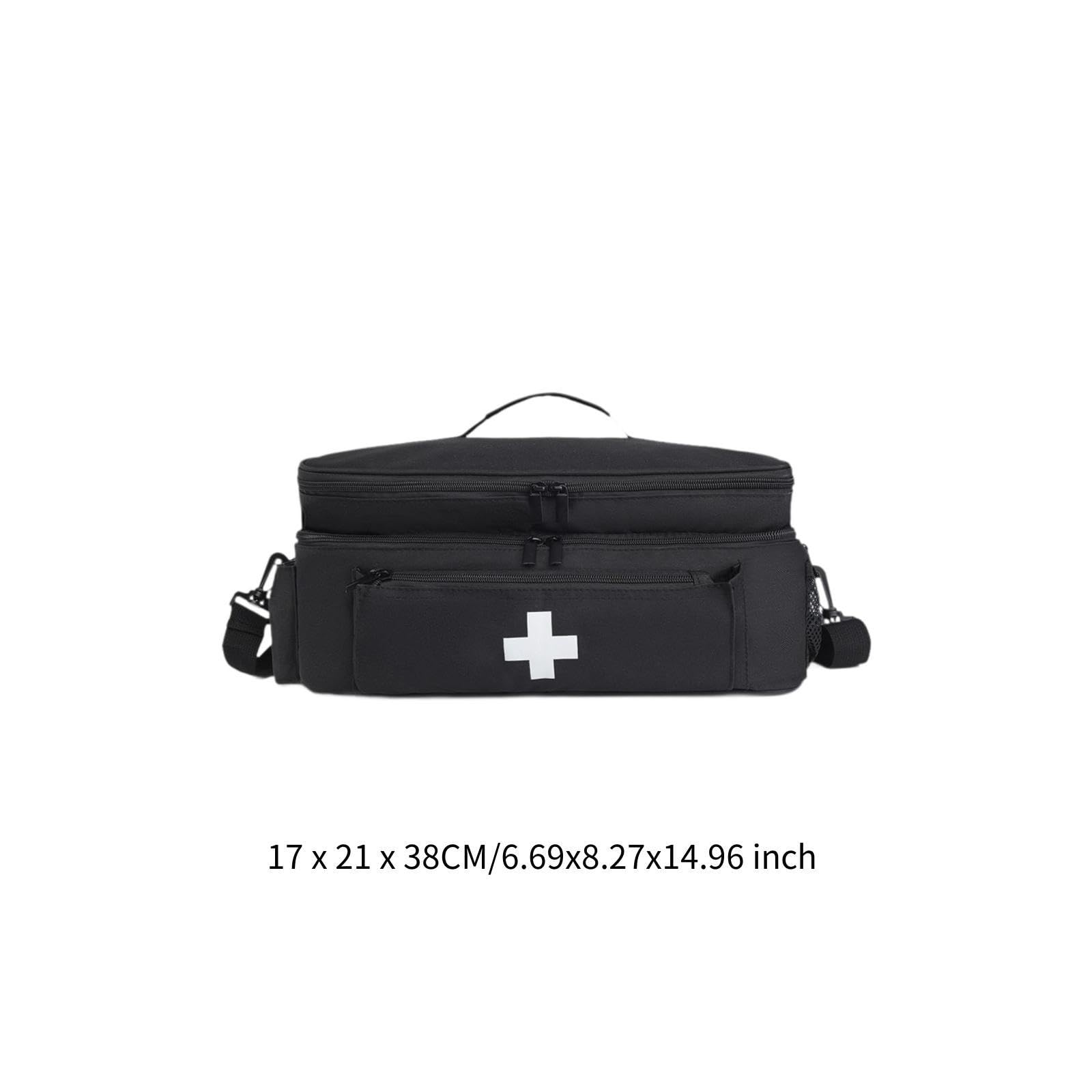 Borsa di primo soccorso, borsa vuota, chiusura lampo liscia, custodia per le emergenze, kit di emergenza, organizer per attività all'aperto, casa, escursionismo (nero)