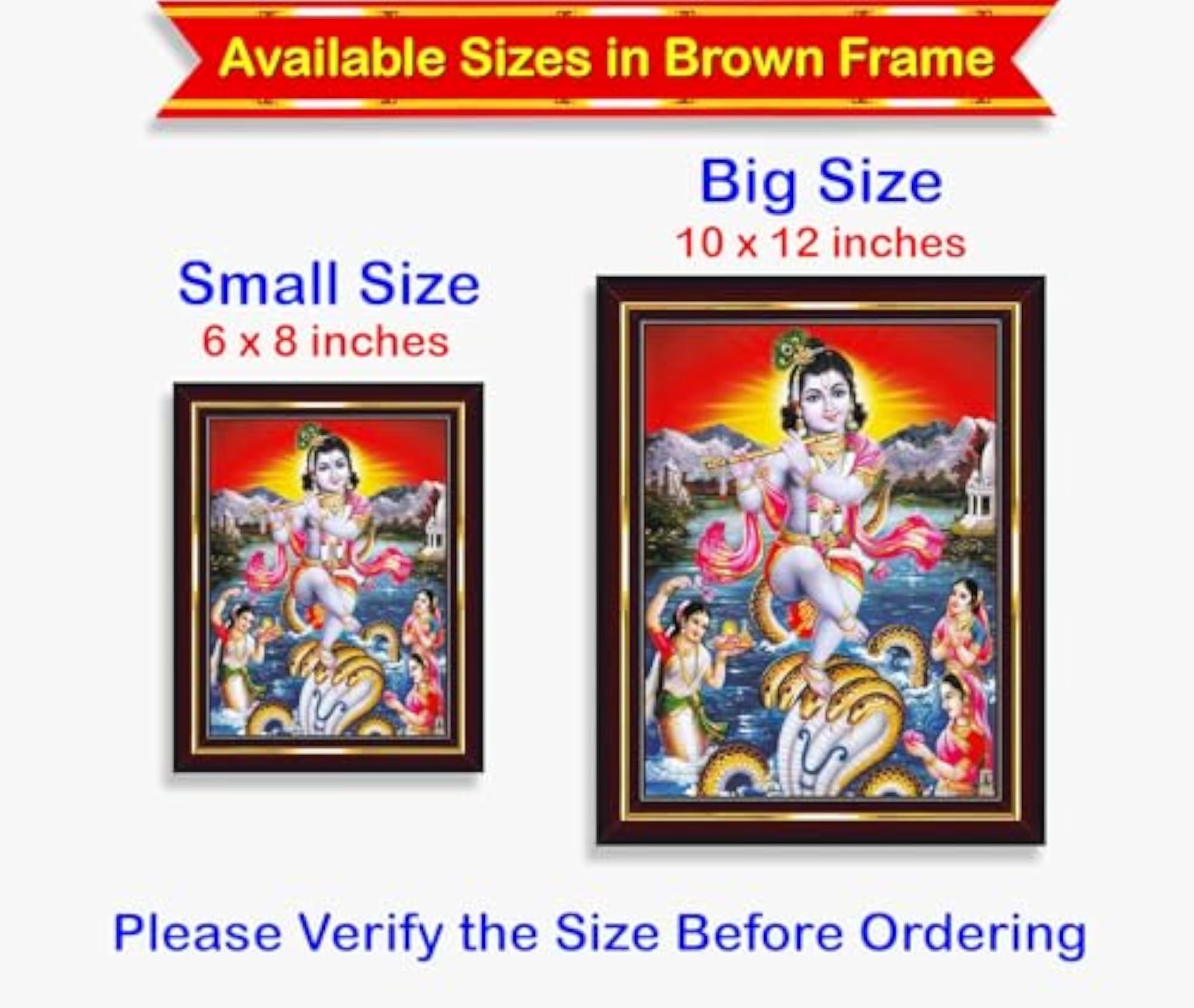 Lord Shri Krishna Kaliya Mardhana Wall Painting Framed Decor
