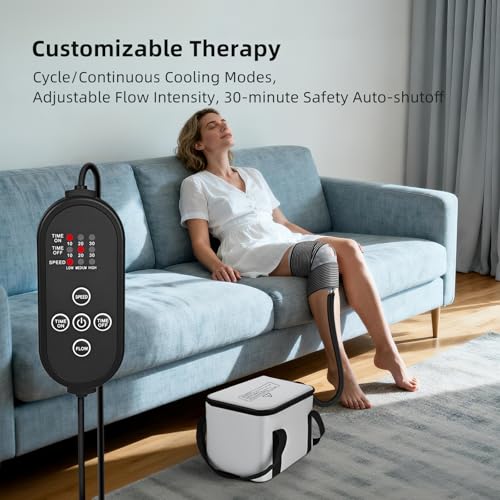 Image of Ice Machine for Knee After Surgery, Cold Therapy for Knee Replacement | Knee Ice Machine with Programmable Timing, Quiet Pump, Portable Knee Replacement Surgery Recovery System