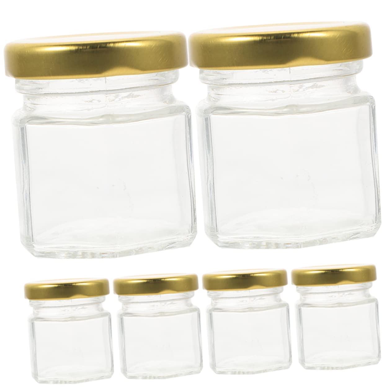 IMIKEYA Set da 6 Barattoli in Vetro Esagonali con Coperchio, per Marmellate, Sciroppi e Conserve Domestiche, Design Ermetico e Facile da Aprire
