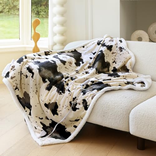 Image of Heated Blanket Throw Blanket - Fast Heating Electric Blanket, Soft Flannel Heated Throw with 4 Time Settings,10 Heating Settings, Warm Gifts for Women & Mom & Grandma