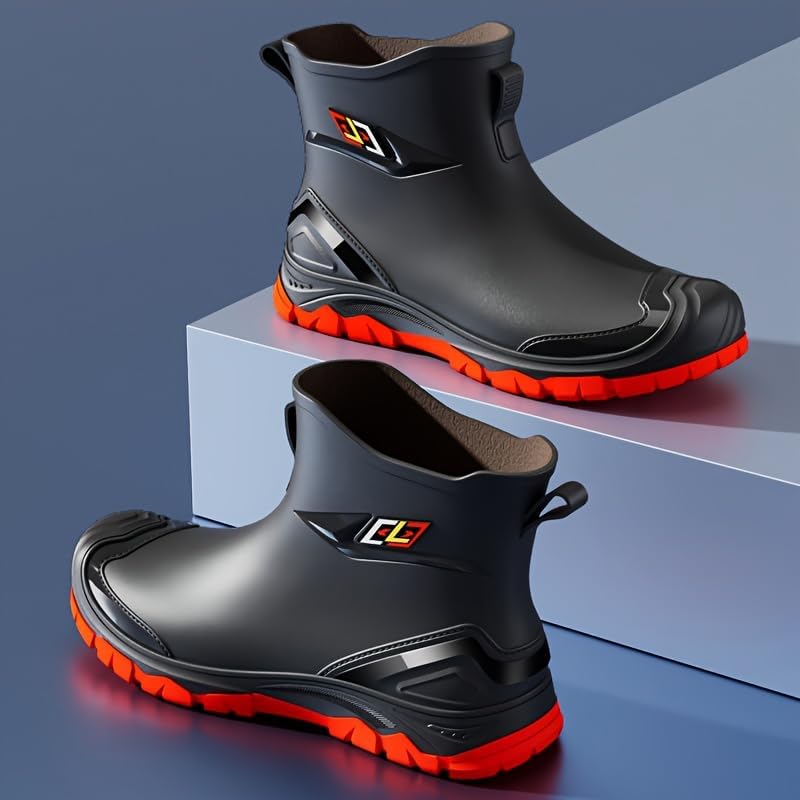 Men's All-Season Waterproof Rain Boots - Slip-Resistant, Outdoor Work Shoes with Comfort