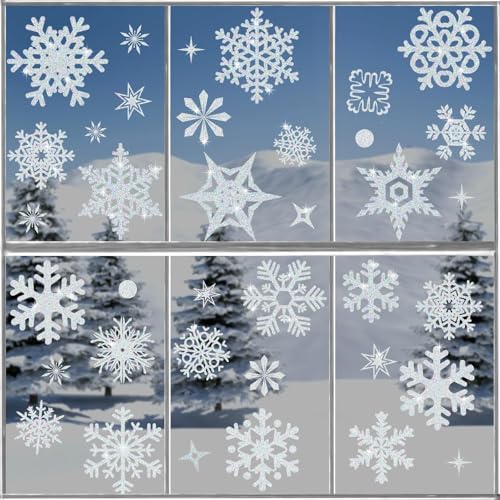 AhfuLife Fensterbilder Weihnachten, 93 Stück Fenstersticker...