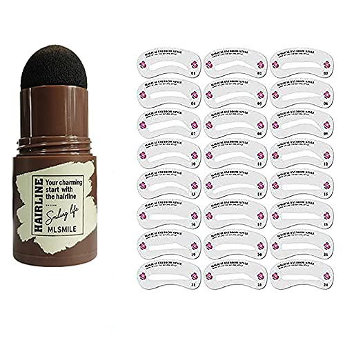 Brow Stamp Shaping Kit Eyebrow Definer - Eyebrow Stamp Waterproof, Eyebrows Grooming Stencil Kit, 24 Pcs Women'S Eyebrow Print Shaping Tool Eyebrow Definer for Grooming and Drawing Brows (BLACK-GRAY)