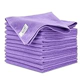 Buff Microfiber Cleaning Cloth | Purple (12 Pack) | Size 16' x 16' | All Purpose Microfiber Towels - Clean, Dust, Polish, Scrub, Absorbent