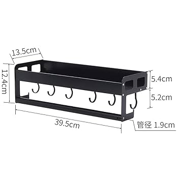 Barra Portautensili Cucina Con 8 Ganci - In Alluminio, 40 Cm, Nero, Con Colla E Viti - Foto 3