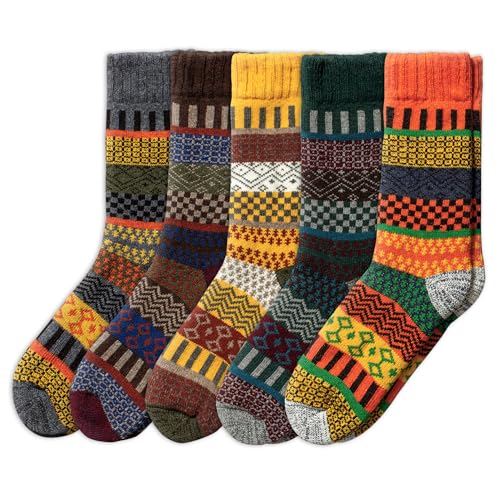 NORDIC Socks 5 Pairs, Merino Wool Socks for Men &