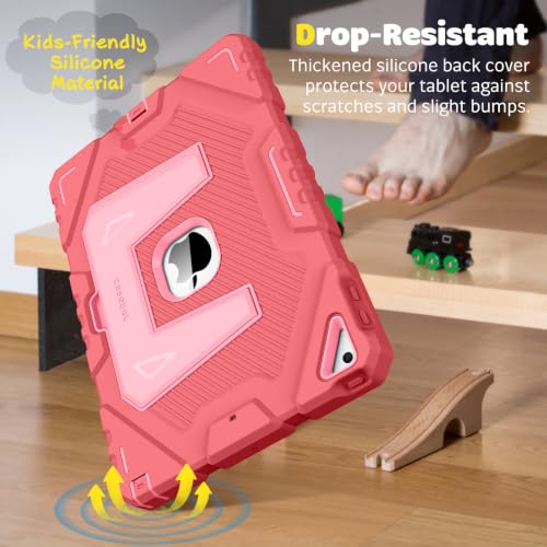 Image of Fintie Kid-Friendly Case for iPad 9th / 8th / 7th Generation 10.2 Inch | Fully-Body Rugged Heavy Duty Shockproof Cover, Portrait & Landscape Viewing, Built-in Kickstand, for Girls /Boys, Pink