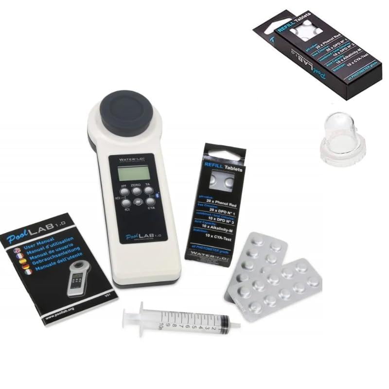 SuperPack Testeur électronique - Photomètre Water ID PoolLab 1.0 + Kit Recharge + Cuvette de Rechange