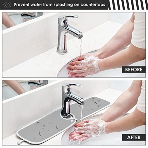Kfbe Light Gray Faucet Absorbent Mat, Kitchen Sink Splash Guard, Faucet Splash Catcher, Faucet Mat For Kitchen Sink 2 Pack 30'' X 5.5'' 20856 #TOP3