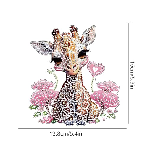 Image of Giraffe Diamond Painting Hanging Pendant Kit for Adults, DIY Acrylic Special Shaped Rhinestone Diamond Art Sun Catcher, Window Wall Door Decor for Home or Garden, Valentine's Day Birthday Gift