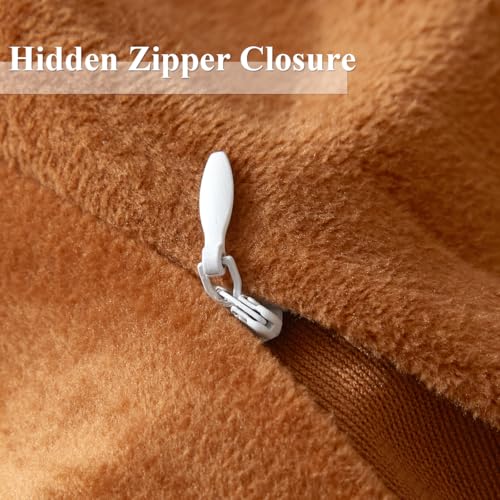 Ivellow Velvet Duvet Cover Queen Set Burnt Orange Queen Comforter Cover 3Pcs Ultra Soft Breathable Solid Luxury Flannel Velour Duvet Cover Zipper Closure Corner Tie