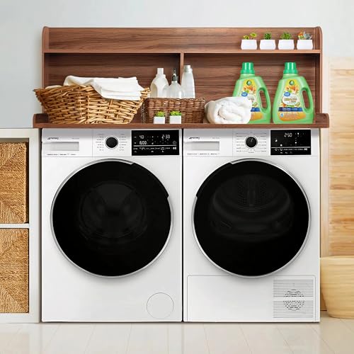 Royxen Laundry Countertop with 20\" Shelf Universal Fit, Washer and Dryer Countertop with Storage Space, Laundry Room Storage (Walnut)