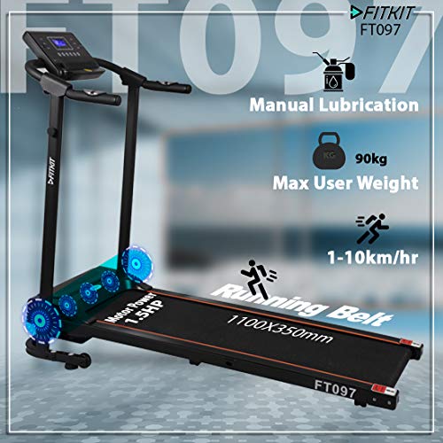 Image of Fitkit by cult FT097 1HP (1.5HP Peak) Motorized Treadmill (Black)