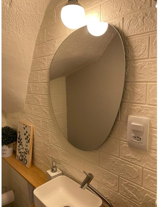 Espelho Decorativo Orgânico Vidro Lapidado Autocolante Fácil Apli...