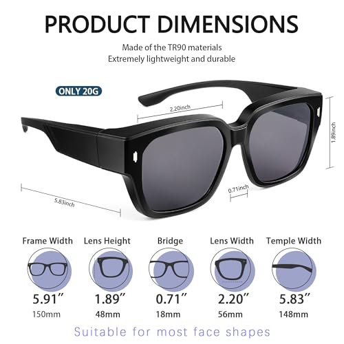 Image of Men's Polarized Sunglasses, Square Rubber Frame Carbon Fiber Temple Fishing Driving Sun Glasses UV Protection RFS8205