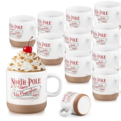 Set de 10 Tazas de Cerámica para Chocolate Caliente Navidad miniatura 1