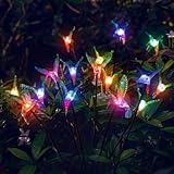 Grinsvalley 4 Pack Solar Hummingbird Lights Outdoor Garden, 6 Head Solar Swaying Pathway Stake Lights Waterproof for Yard Lawn Patio Walkway Landscape Decor