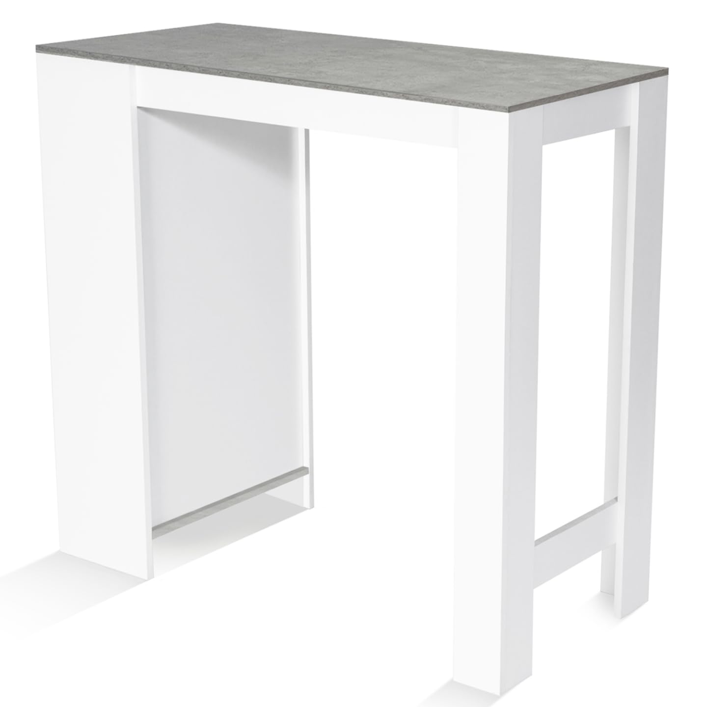 IDMarket - Tavolo alto da bar BARTH per 2-4 persone, legno bianco, piano effetto cemento