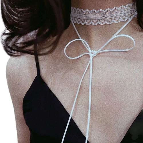 Muloo Woman Thin Lace Choker Scarf Wedding Neck Scarf Lightweight Scarf Lace Clavicle Chain for Banquets Decorative Scarf