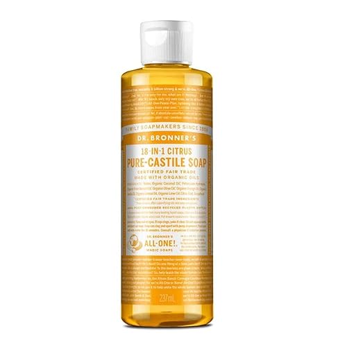 Dr. Bronner's - Jabón líquido puro de Castilla (rosa, 8 onzas), hecho con aceites orgánicos, 18 usos en 1 cara, cuerpo, cabello, ropa, mascotas y