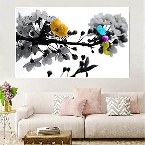 SHKJ Modern Wall Art Black and White Pictures Living Room Home Decor Abstract Painting On Canvas Flowers Poster 50x70 cm/19.7" x 27.6" No Frame Cover