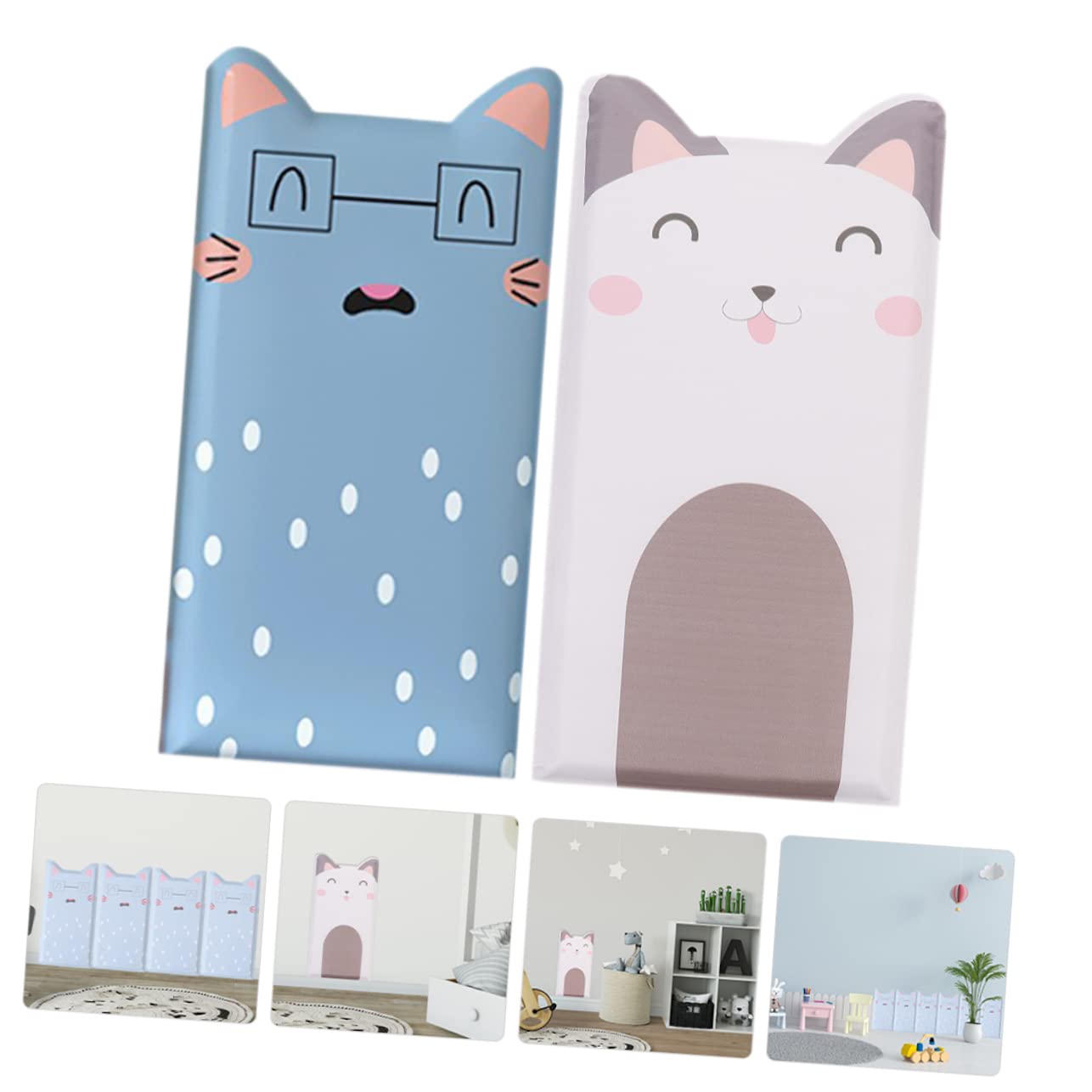 jojofuny Adesivi Murali Imbottiti Per Cameretta Bambini 3D Gatti Animali Decorazioni Parete Morbide Autoadesive Set 2 Pezzi 19.69X9.84X0.59In Per Asili Sale Giochi